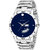 Svviss Bells Original Blue Dial Silver Steel Chain Day and Date Multifunction Chronograph Wrist Watch for Men - SB-1073