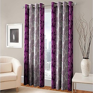 RD TREND 100  Polyster Eyelet 150 TC Set of 2 Door Curtain- Color Purple Size  7ft x 4ft  84 inch x 48 inch