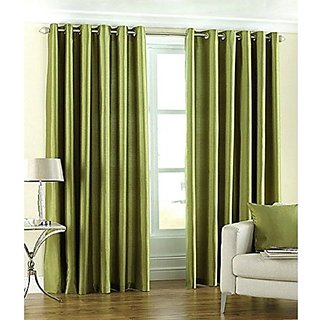 RD TREND Eyelet Light Green curtains 5 feet set of 2 (5x4 ft)- Green