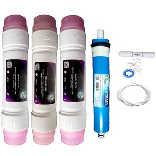 Earth Ro System 1 Year RO service Kit ,Double Push filter set ,Earth 75 GPD  membrane with Inline set