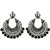 Jewelmaze Black Beads Rhodium Plated Afghani Earrings-1311073b 
