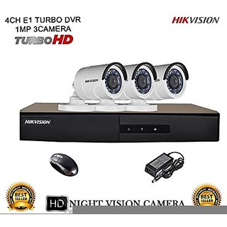 Hikvision CCTV Security System With Turbo DS-7204HGHI-E1 4CH DVR + DS-2CE16COT-IR HD Bullet Camera 3pcs Combo