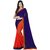 Indian Style Sarees New Arrivals Latest Women's BlueOrange Color Georgette Plain Border Bollywood Designer Saree