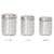 designer stainless steel storage containers , set of 3 , silver