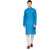 RG Designers Blue  White Plain Cotton Kurta Pyjama Set For Men