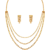 Aabhu 22Kt Gold Plated 3 Line Strand Necklace Long Chain Jewellery For Woman And Girl