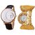 Black Simple Diamond Dial Leather Gold Zula Metal Analog Watch For Women Girls Pack Of