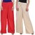 Jollify Women's Beige & Red Rayon Solid Palazzo (Pack of 2)