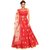 White World Women's  Tafeta silk Red semi stitched Gown