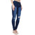 Ansh Fashion Wear Women's Denim Jeans - Regular Fit - Knee Cut Jeans - Dark Blue