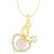 The Jewelbox Heart 18k Gold  Rhodium Plated Brass CZ Pearl Combo Necklace Pendant Chain Set Girls