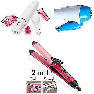 Combo Of 2 In 1 Hair Straightener Curler 2009 1000w Combo Of 2 In 1 Hair Straightener Curler 2009 1000w Dryer And Sensitive Touch Underarms Eyebrows Remover