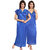 Be You Blue Satin Solid Women's Nighty with Robe