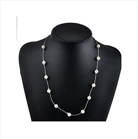 Statement Silver Plated Pearl Necklace For Women & Girls
