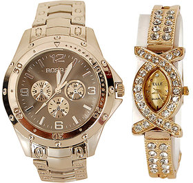 Rose Gold Metal Strap Couples Quartz Watch