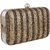 TARUSA Black Synthetic Geometric Texture Box Clutch For Women