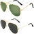 Essaar Fashion Combo of Gold Green and Gold Black Aviator Sunglasses