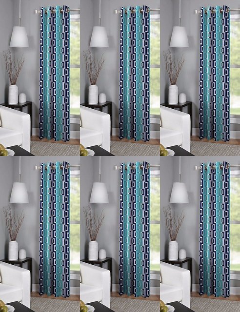 BSN blue box Printed Window Curtain Set Of 6 (4x5)