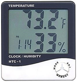 right traders HTC-1 Digital LCD Thermometer Temperature Humidity Meter with Clock Calendar Alarm