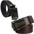 Sunshopping mens brown leatherite auto lock buckle belt (pack of two)