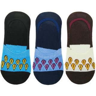 Neska Moda Premium Men and Women 3 Pairs Cotton Loafer Socks With Silicon Gel Grip Multicolor