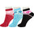Neska Moda Women 3 Pairs Cotton Ankle Length Socks Blue Red S791