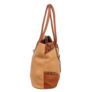 KH Cream & Brown Ladies Hand Bag