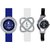 New Stylish and Attractive Frida Blue White WC Black Nice Colour Combo of 3 Watch for Grils And Women
