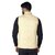 Wearza Men's Light Golden Woven Cotton Blend Sleevless Rounded Bottom Nehru and Modi Jacket Ethnic Style For Party Wear, Sizes S-XXXL