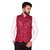 Wearza Men's Cherry Woven Cotton Blend Sleevless Rounded Bottom Nehru and Modi Jacket Ethnic Style For Party Wear, Sizes S-XXXL