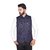 Wearza Men's Navy Blue Woven Cotton Blend Sleevless Rounded Bottom Nehru and Modi Jacket Ethnic Style For Party Wear, Sizes S-XXXL
