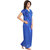 Be You Blue Satin Solid Women's Nighty with Robe
