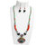 JewelMaze Multicolour Beads Rhodium Plated Navratri Special Necklace Set -1110821