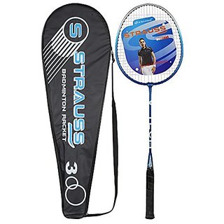 Strauss V-Tech 1012 Badminton Racquet with Full Cover (Black/Blue)