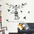 Birds Cage Silhouette Wall Stickers for Living Room - Multicolor