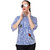 BuyNewTrend Light Blue Full Sleeve Casual Cotton Shirt with Embroidered with Rose For Women