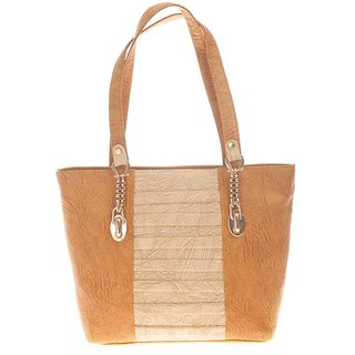 Buy Aliado Faux Leather Beige Coloured Zipper Closure Croc Pattern