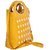 Envie Faux Leather Mustard Coloured Embellished Zipper Closure   Sling Bag
