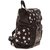 Aliado Faux Leather Printed Solid Black Magnetic Snap Backpack