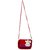 Envie  Red Zipper Closure Quilted Pattern Sling Bag