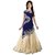 Rise On Fab New Designer Blue And Cream Colour Velvet Material Semi Stitched Gown (ZOYABLUE)