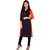 Boutique Ever Rayon Strong Style Statement Blue Orange Color Block Kurti
