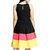 Klick2Style Stylish A-line Black Plain Dress with Yellow Pink Border