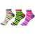 Neska Moda 3 Pair Women Casual Cotton Striped Ankle Length Socks Multicolor S316
