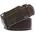Sunshopping mens black and brown leatherite auto lock buckle belt (pack of two)