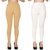 BuyNewTrend Plain Beige White Full Length Churidar Legging For Women-Pack of 2