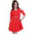 BuyNewTrend Red Solid Fit & Flare Dress For Women