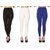 BuyNewTrend Plain Black White Royal Full Length Churidar Legging For Women-Pack of 3