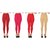 BuyNewTrend Plain Maroon Pink Red Beige Full Length Churidar Legging For Women-Pack of 4