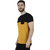 PANCHKOTI Men's Mustard-Black Half Sleeve Round Necked Cotton Plain T-shirt
